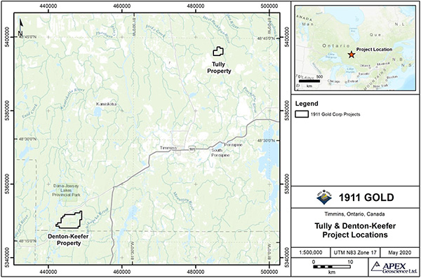 Location map for Timmins Properties